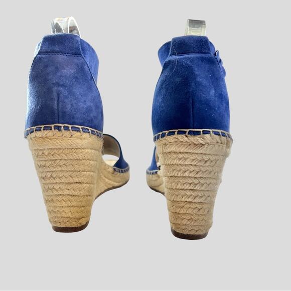 Suede Wedge Espadrille Sandals 8.5 Vince Camuto Leather Leera Moody Blues Whimsy - Picture 5 of 12